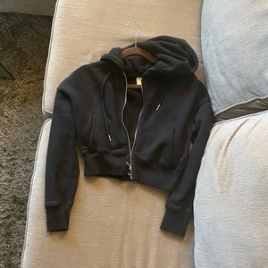 Abercrombie Soft AF cropped zip hoodie black size XXS